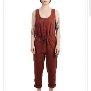 Bridge & Burn Marta Jumpsuit Size XS Clay Red Cotton Linen